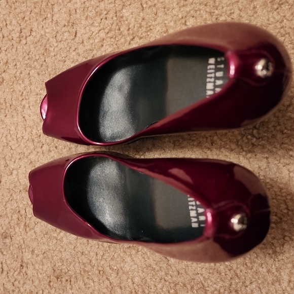 Stuart Weitzman Patent Leather Peep Toe Platform Heels - Picture 14 of 16